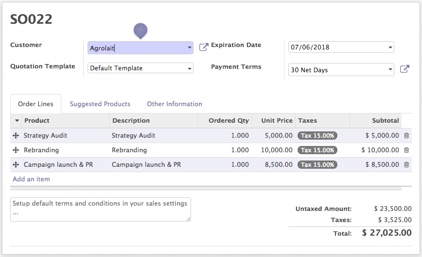 signup at odoo.com